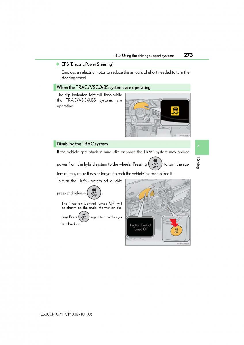 manual  Lexus ES300h VI 6 XV60 owners manual / page 273