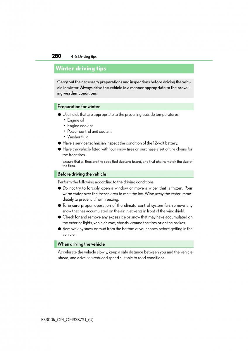 manual  Lexus ES300h VI 6 XV60 owners manual / page 280