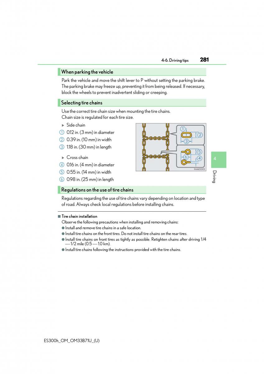 manual  Lexus ES300h VI 6 XV60 owners manual / page 281