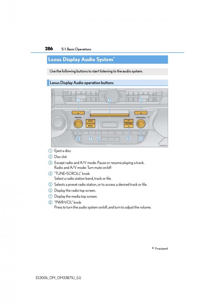 manual  Lexus ES300h VI 6 XV60 owners manual / page 286