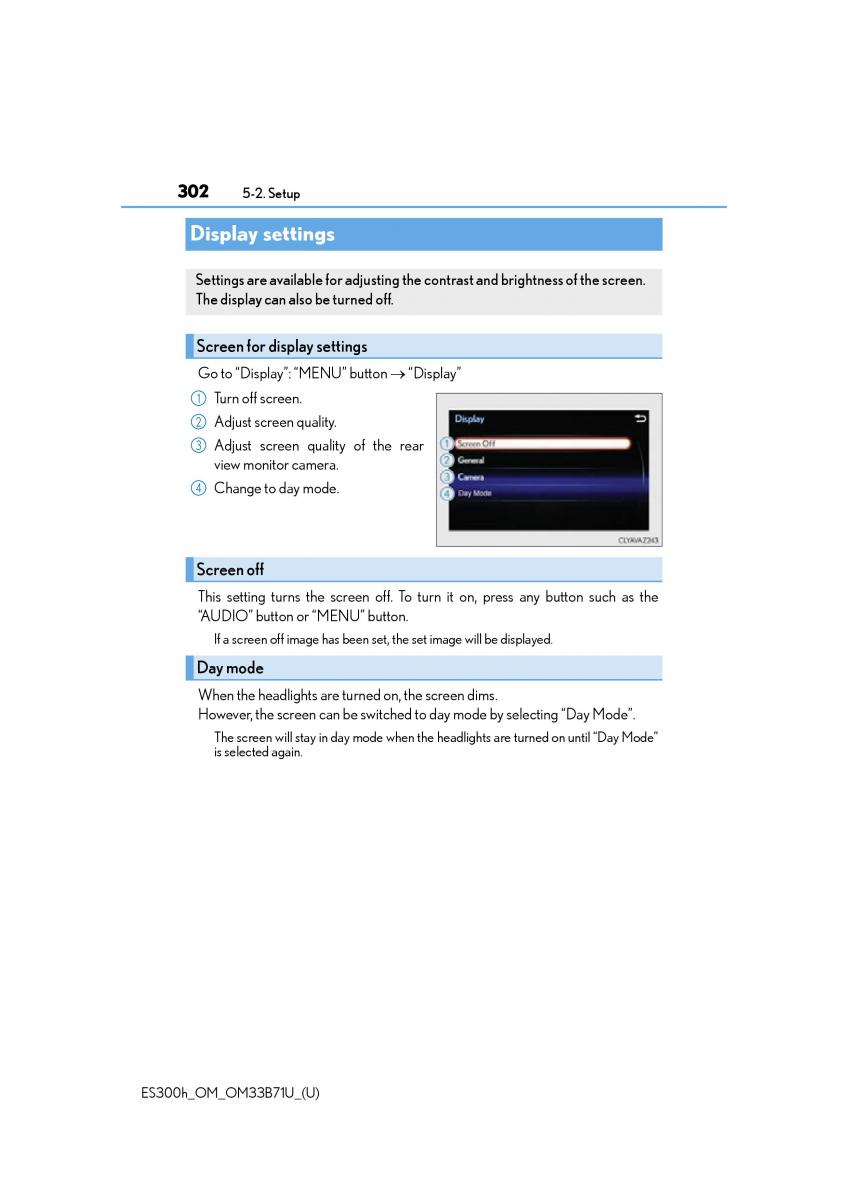 manual  Lexus ES300h VI 6 XV60 owners manual / page 302