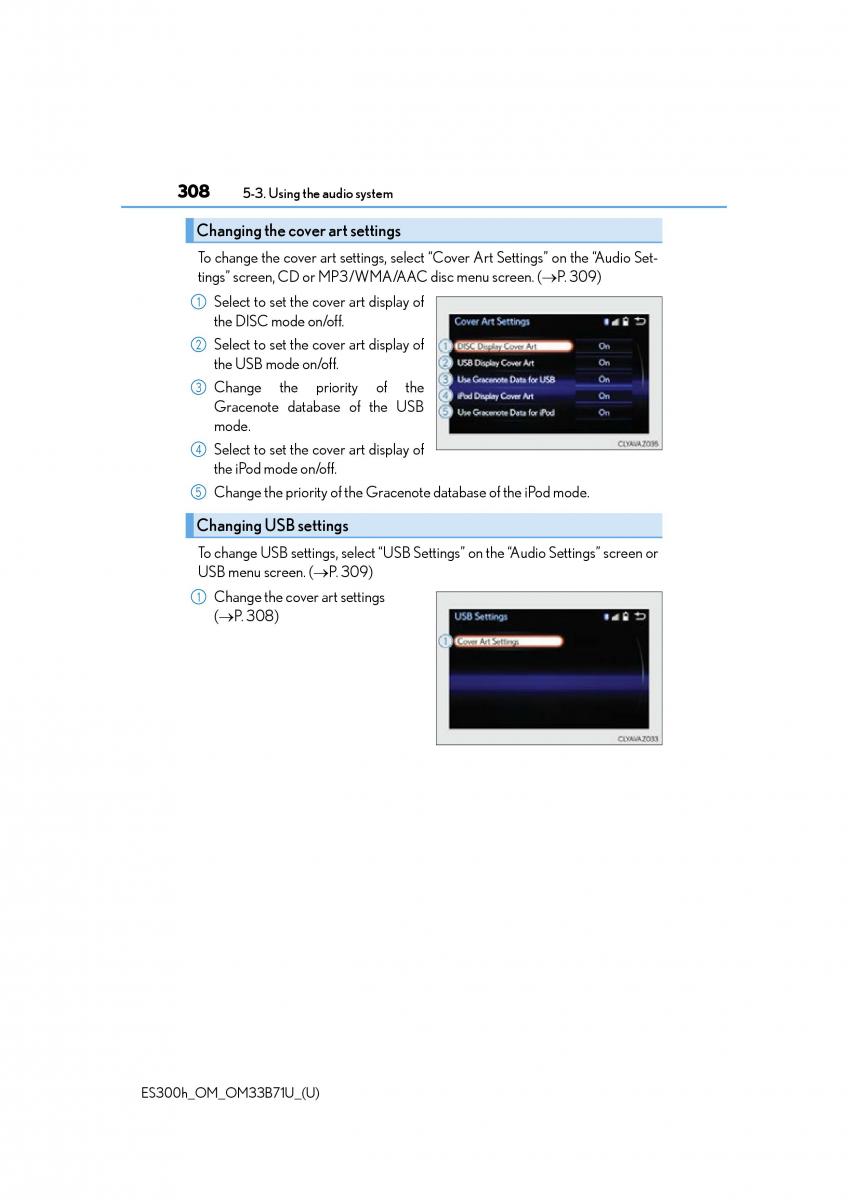 manual  Lexus ES300h VI 6 XV60 owners manual / page 308