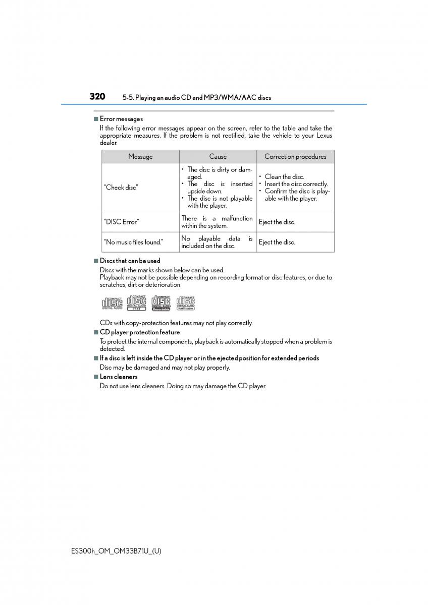 manual  Lexus ES300h VI 6 XV60 owners manual / page 320