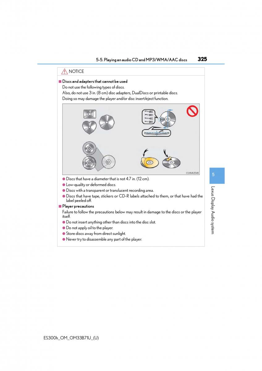 manual  Lexus ES300h VI 6 XV60 owners manual / page 325