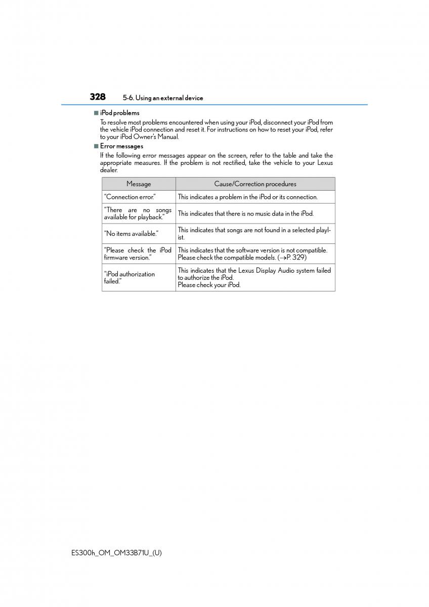 manual  Lexus ES300h VI 6 XV60 owners manual / page 328