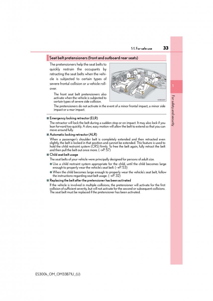 manual  Lexus ES300h VI 6 XV60 owners manual / page 33