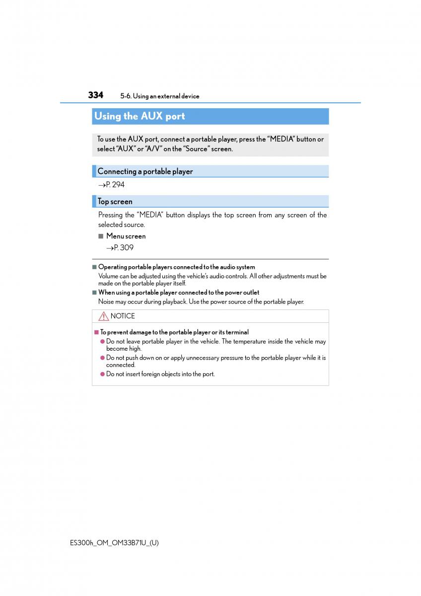 manual  Lexus ES300h VI 6 XV60 owners manual / page 334