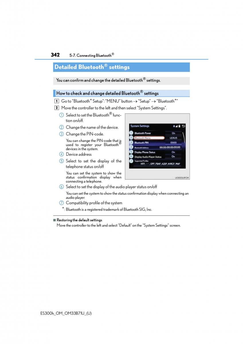 manual  Lexus ES300h VI 6 XV60 owners manual / page 342