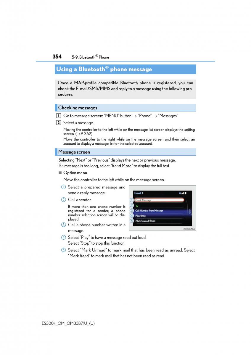 manual  Lexus ES300h VI 6 XV60 owners manual / page 354