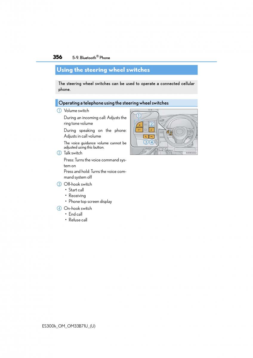 manual  Lexus ES300h VI 6 XV60 owners manual / page 356