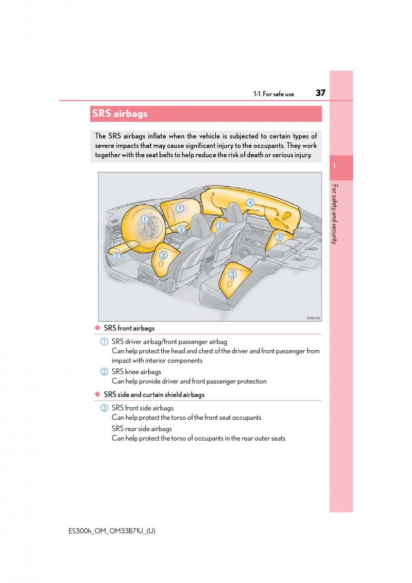 manual  Lexus ES300h VI 6 XV60 owners manual / page 37