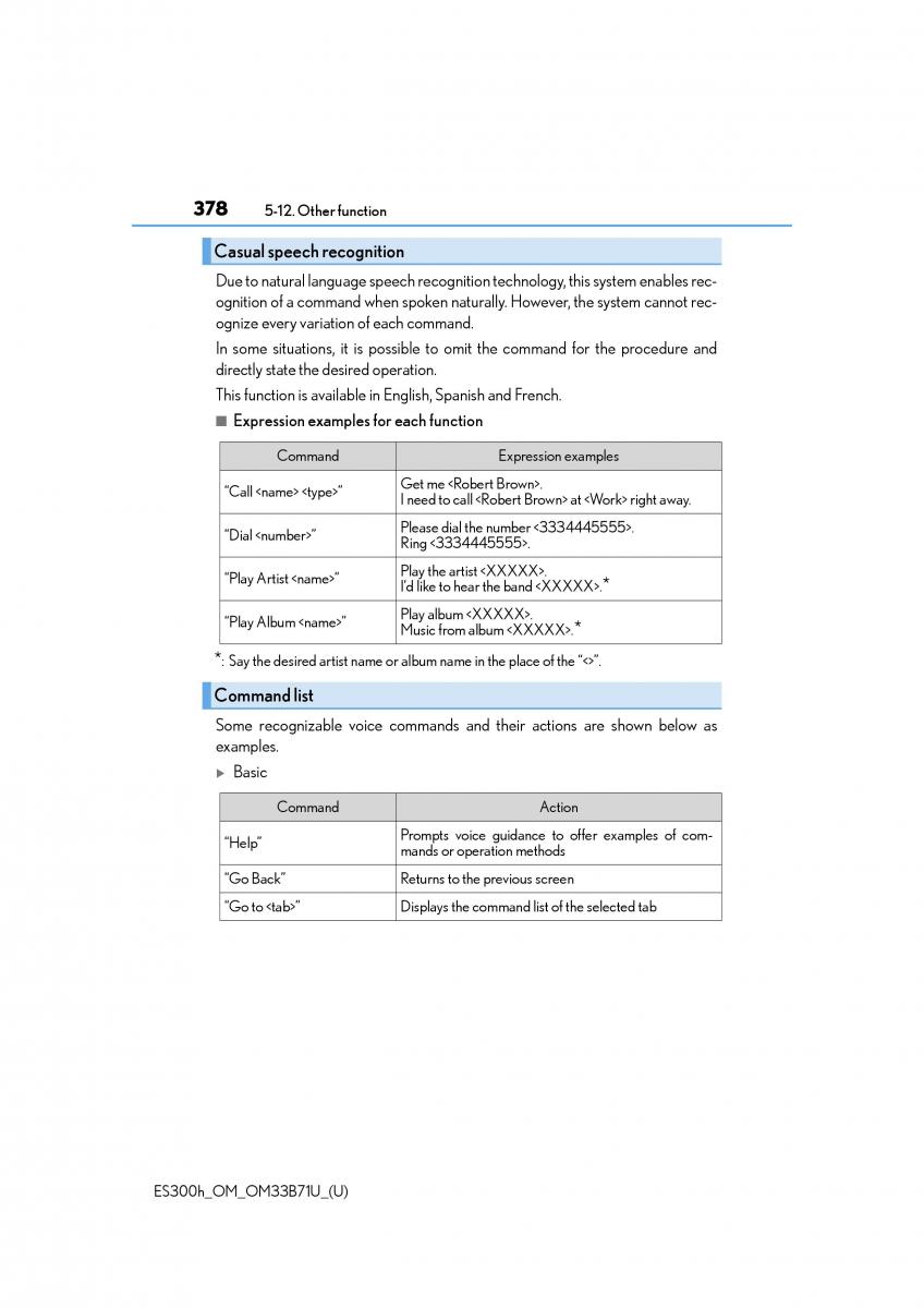 manual  Lexus ES300h VI 6 XV60 owners manual / page 378