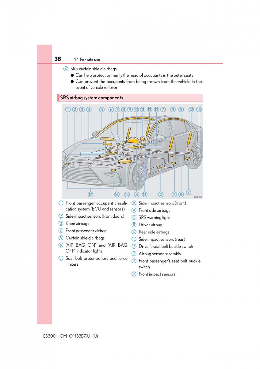 manual  Lexus ES300h VI 6 XV60 owners manual / page 38