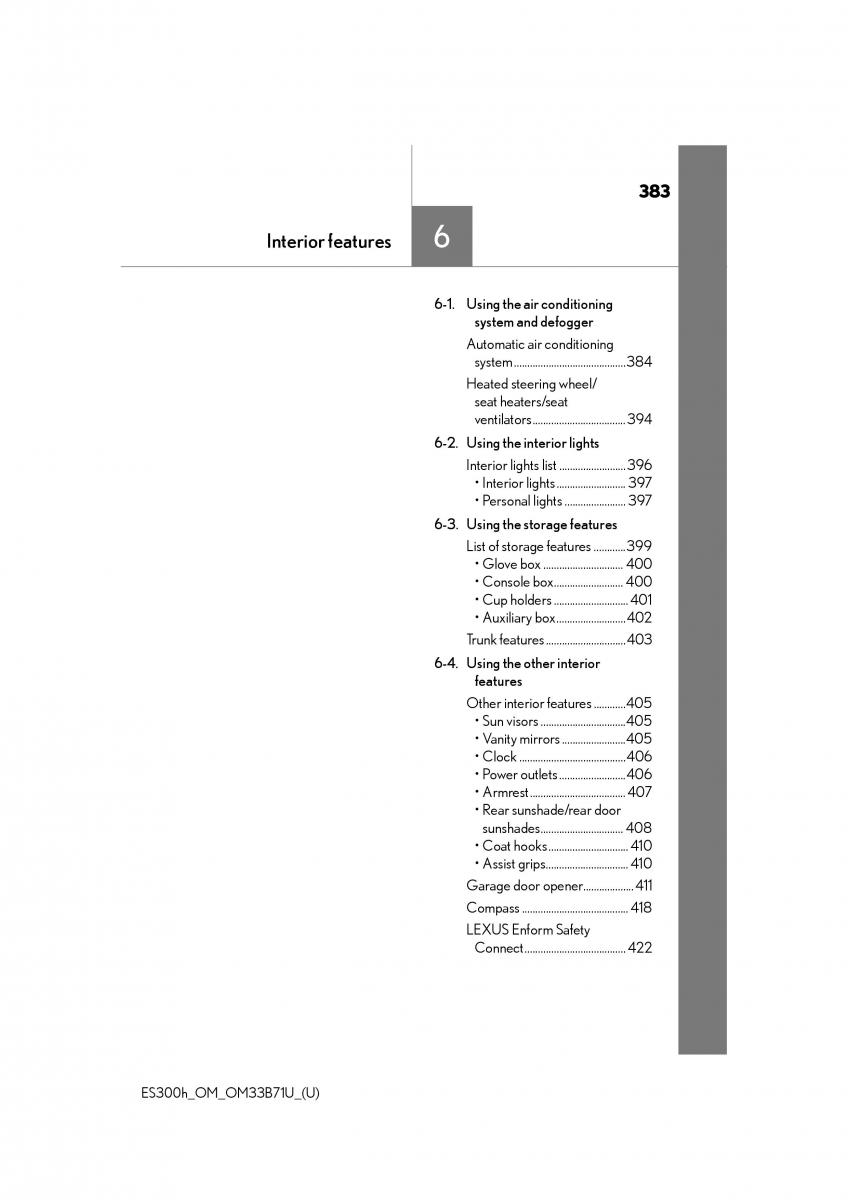 manual  Lexus ES300h VI 6 XV60 owners manual / page 383