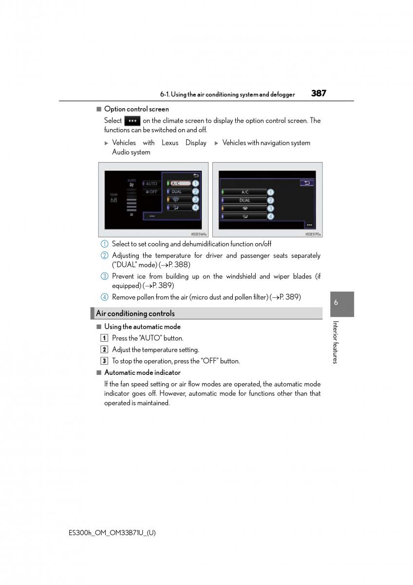 manual  Lexus ES300h VI 6 XV60 owners manual / page 387