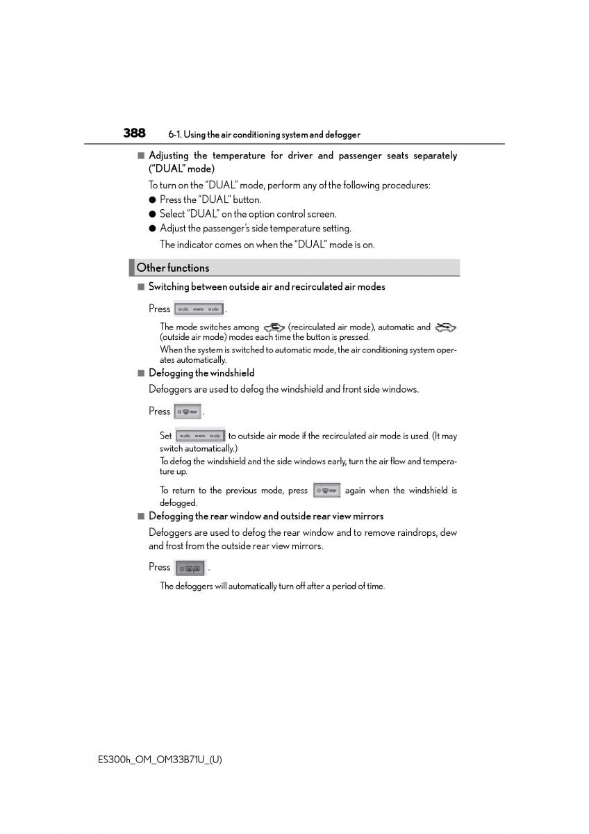 manual  Lexus ES300h VI 6 XV60 owners manual / page 388