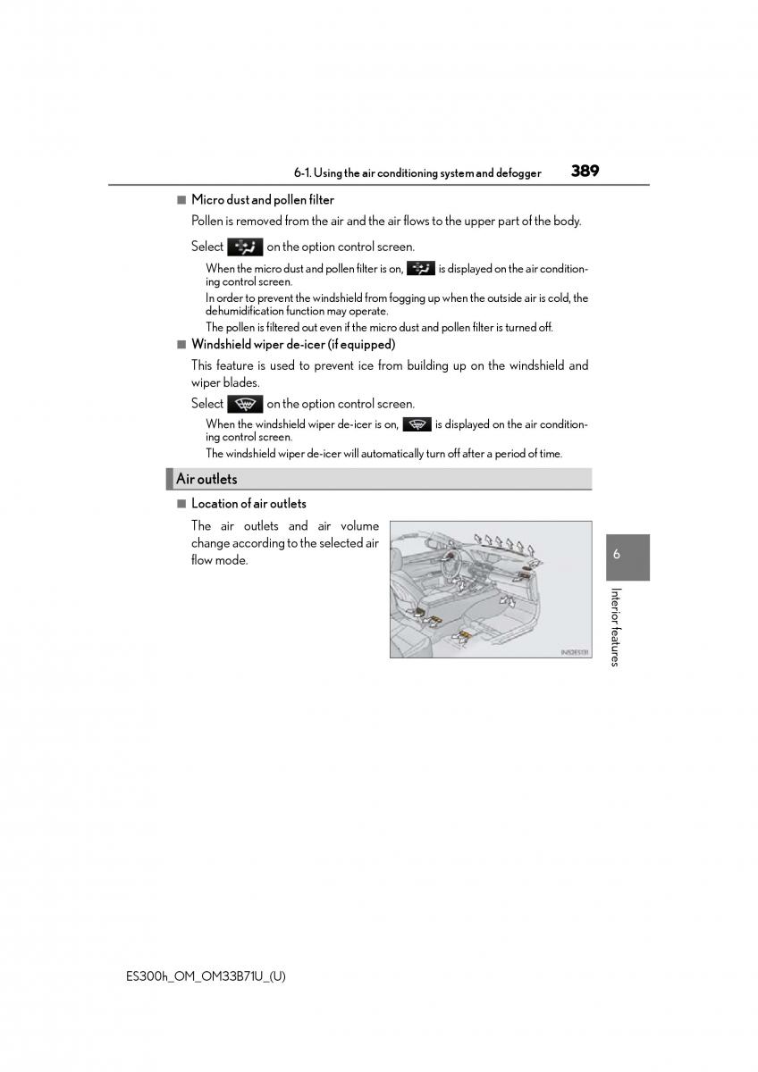 Lexus ES300h VI 6 XV60 owners manual / page 389