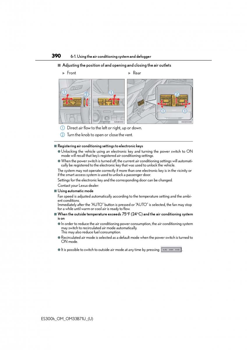 manual  Lexus ES300h VI 6 XV60 owners manual / page 390