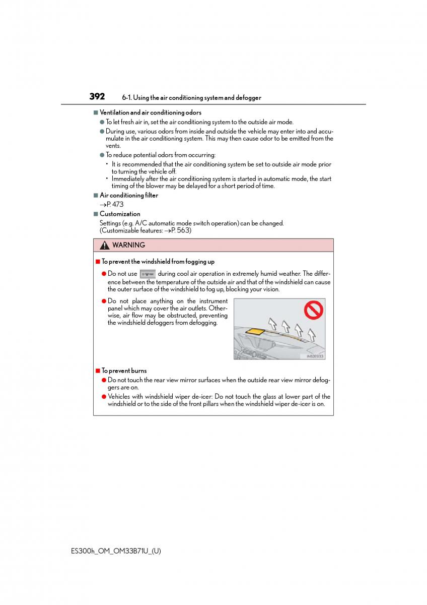 manual  Lexus ES300h VI 6 XV60 owners manual / page 392