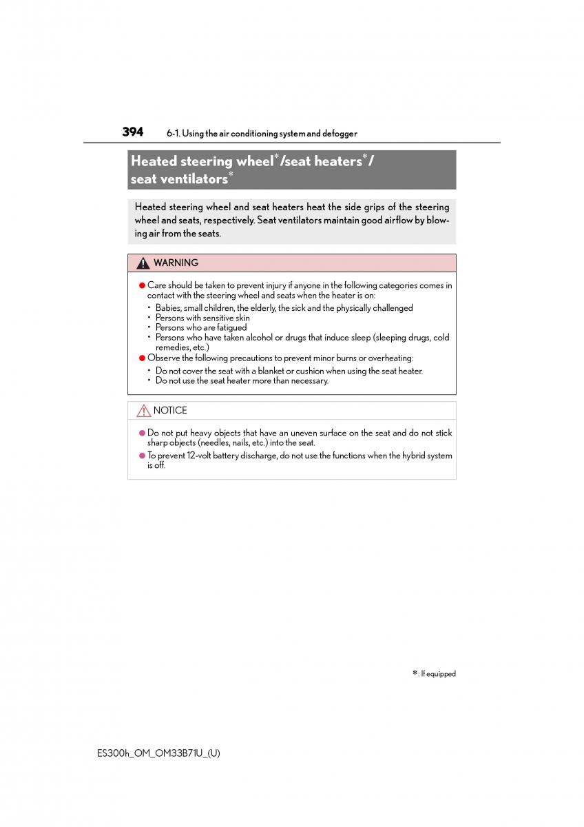 manual  Lexus ES300h VI 6 XV60 owners manual / page 394