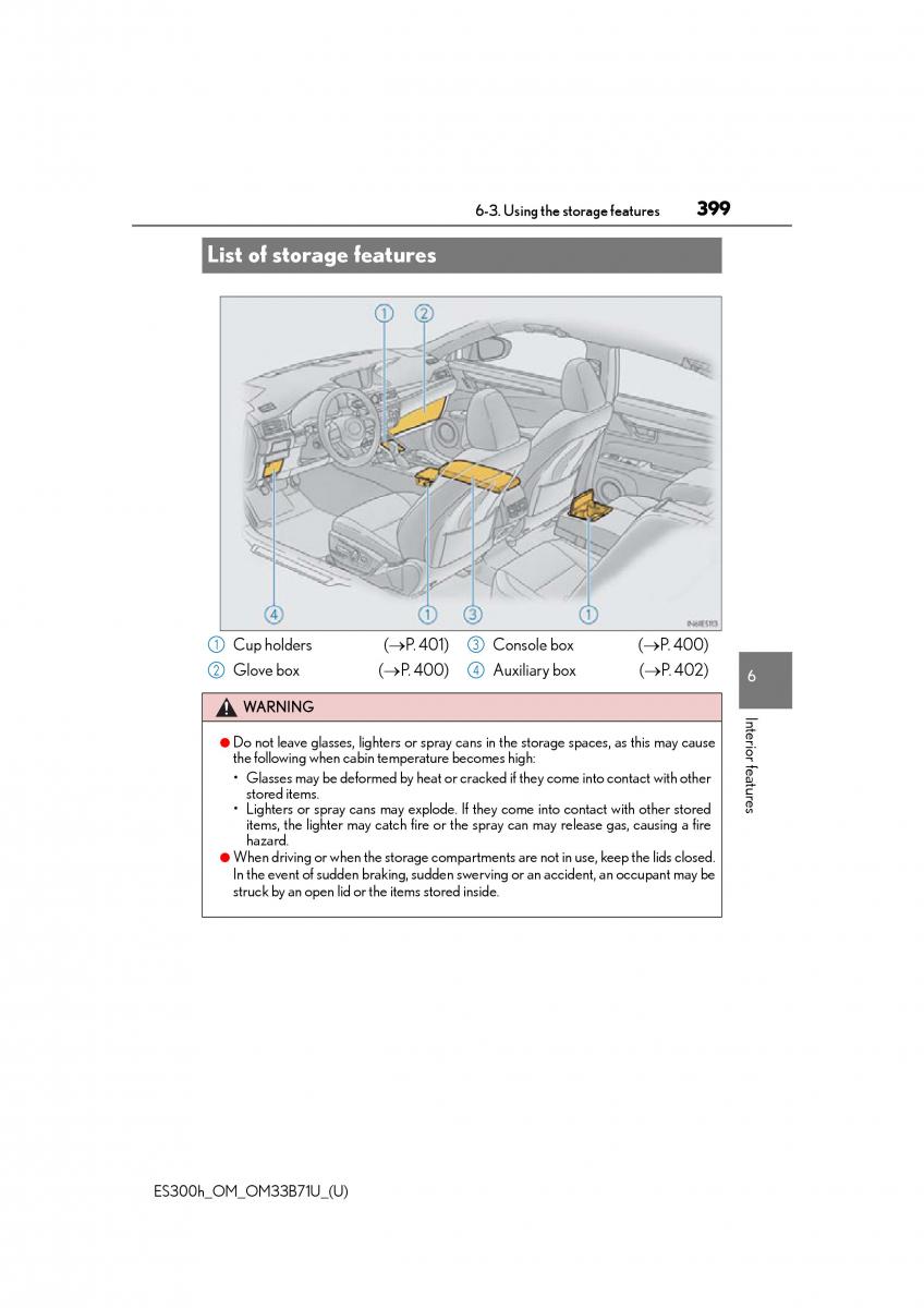 manual  Lexus ES300h VI 6 XV60 owners manual / page 399