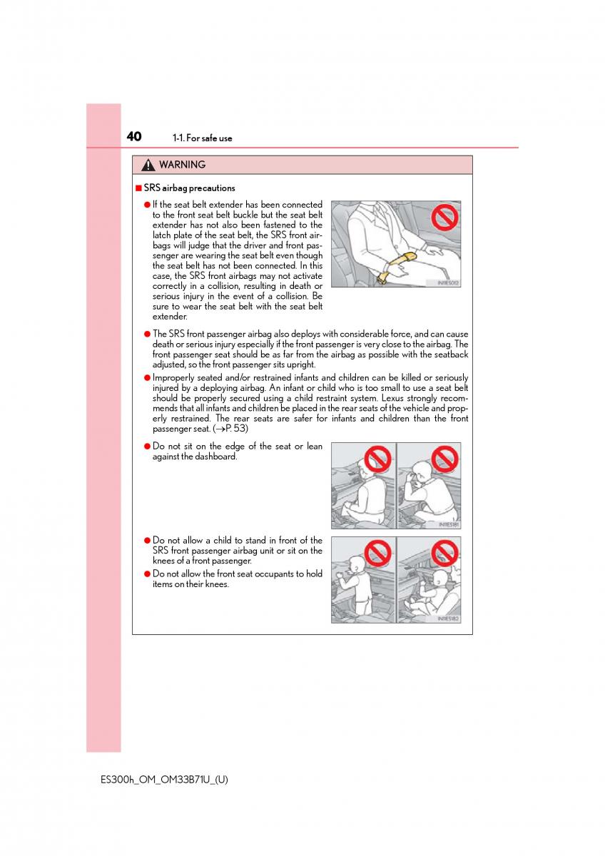 manual  Lexus ES300h VI 6 XV60 owners manual / page 40