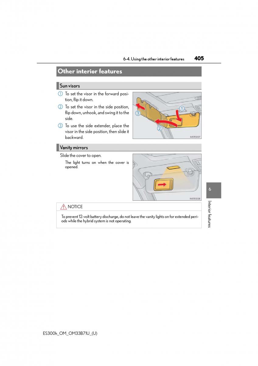 manual  Lexus ES300h VI 6 XV60 owners manual / page 405