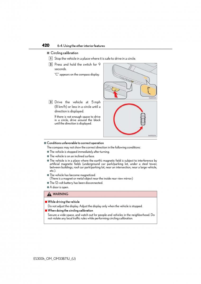 manual  Lexus ES300h VI 6 XV60 owners manual / page 420