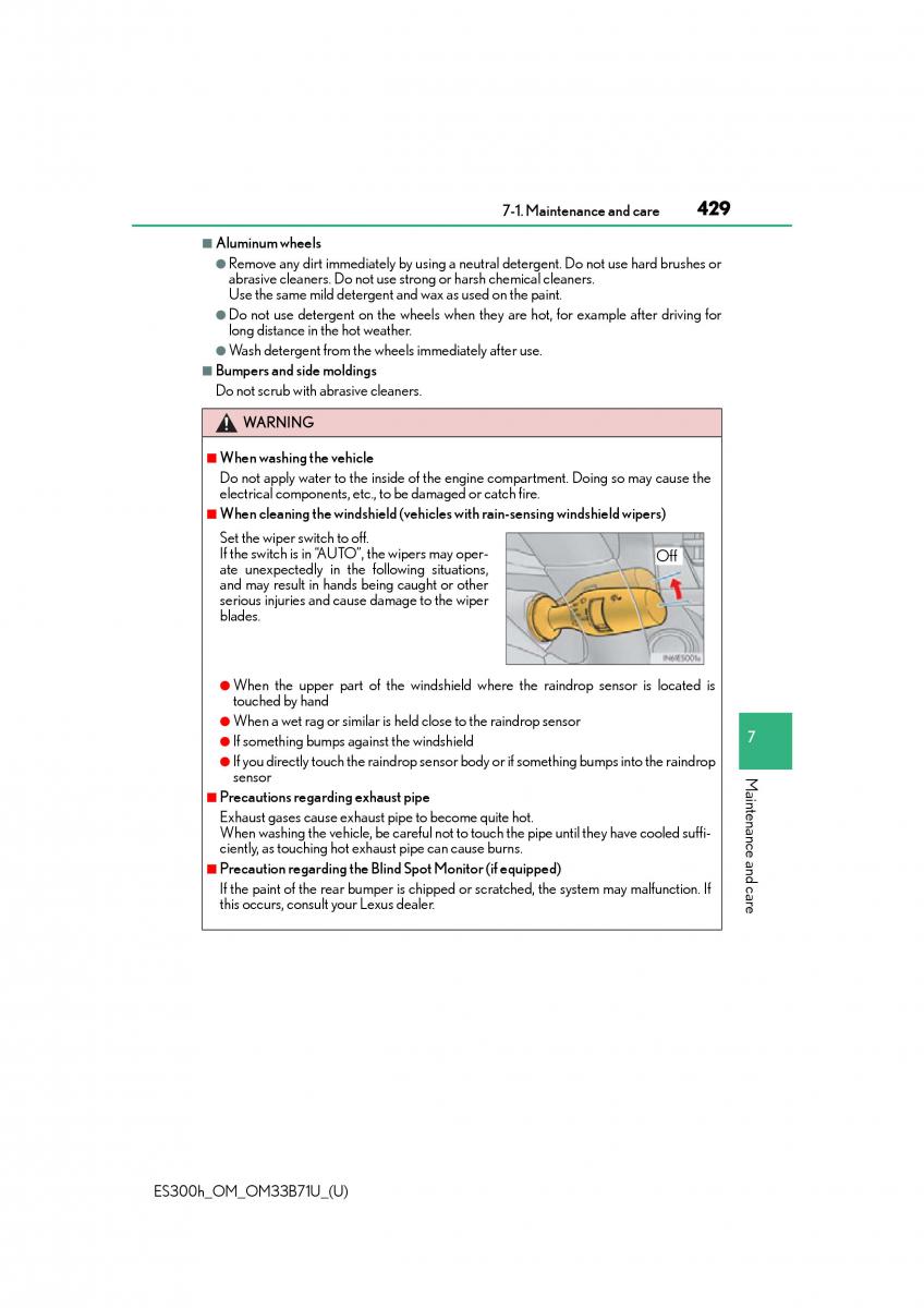 Lexus ES300h VI 6 XV60 owners manual / page 429