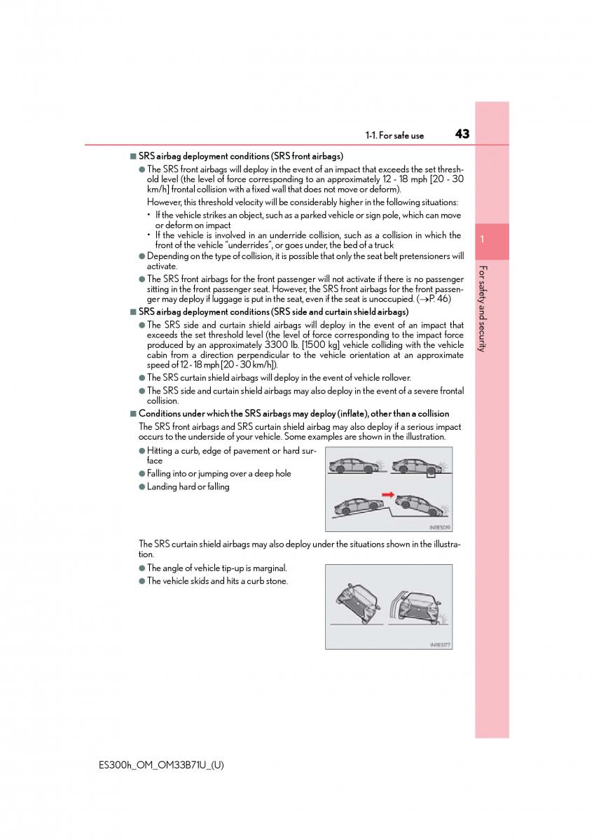 manual  Lexus ES300h VI 6 XV60 owners manual / page 43