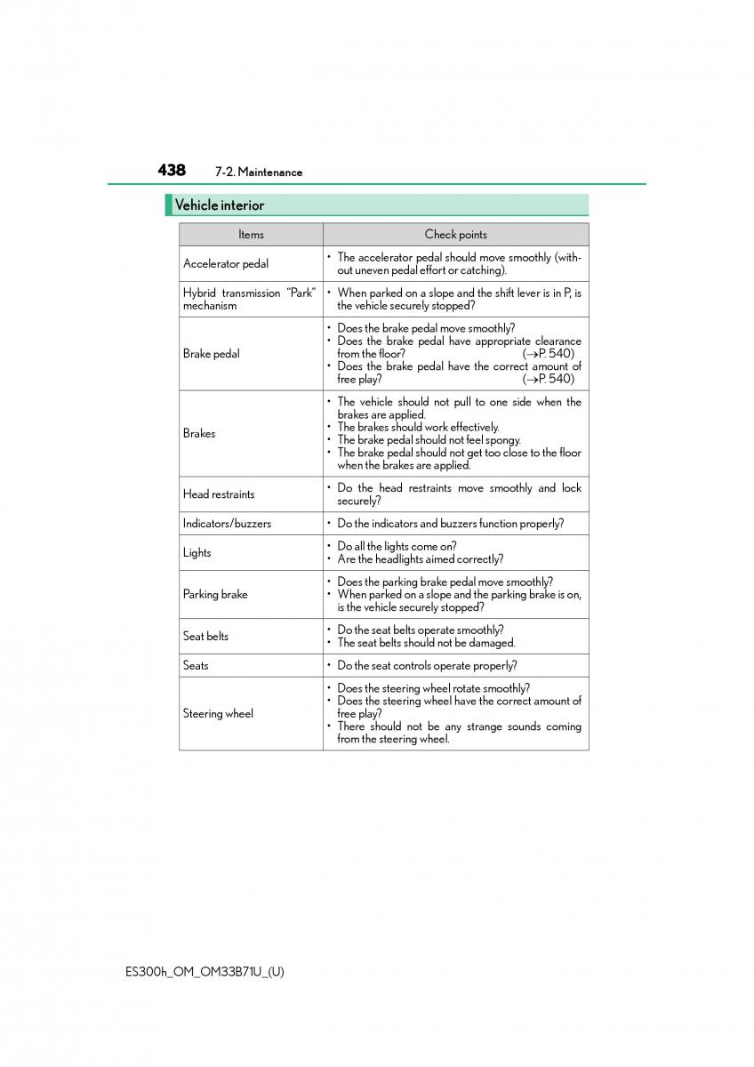 manual  Lexus ES300h VI 6 XV60 owners manual / page 438