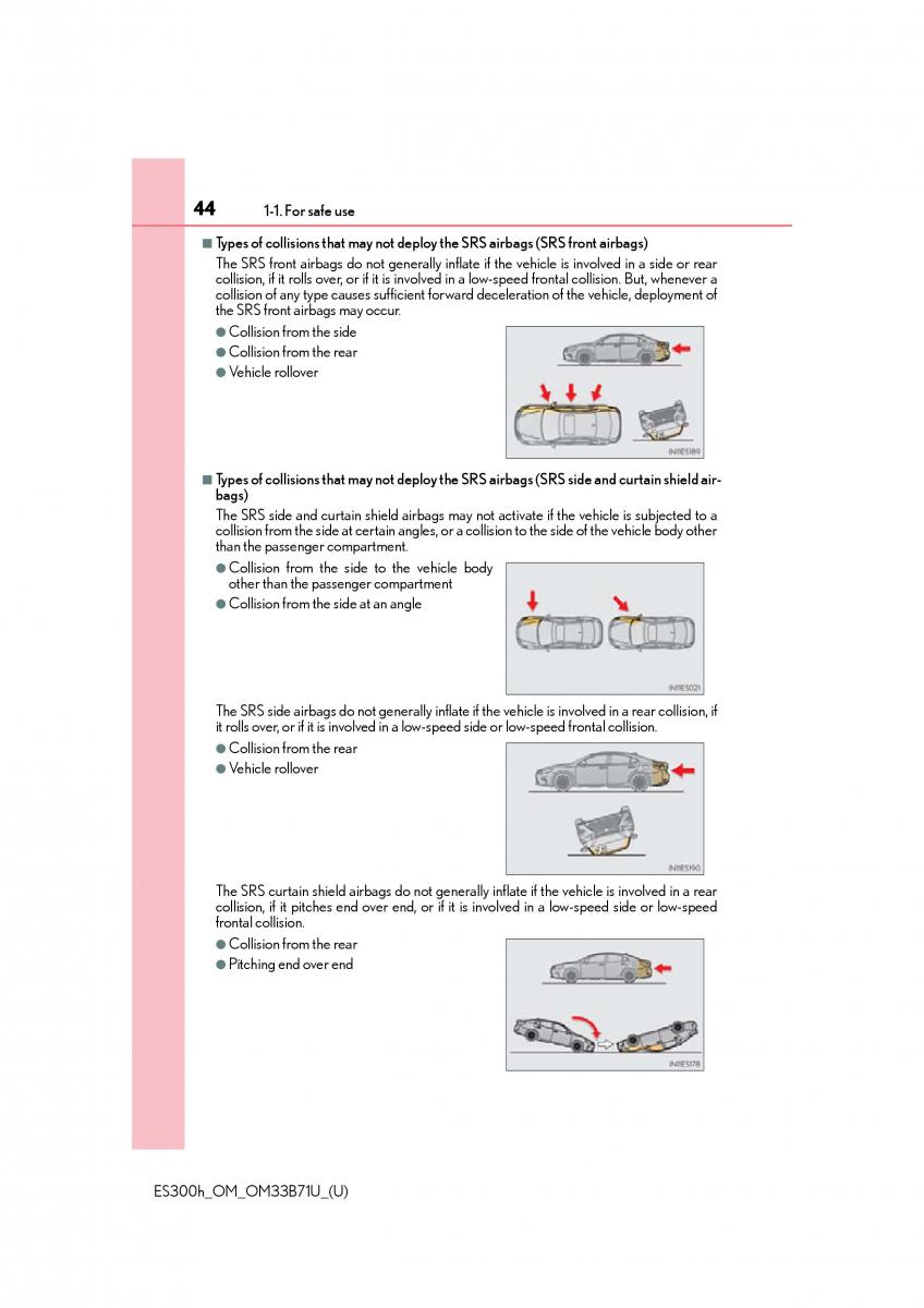 manual  Lexus ES300h VI 6 XV60 owners manual / page 44