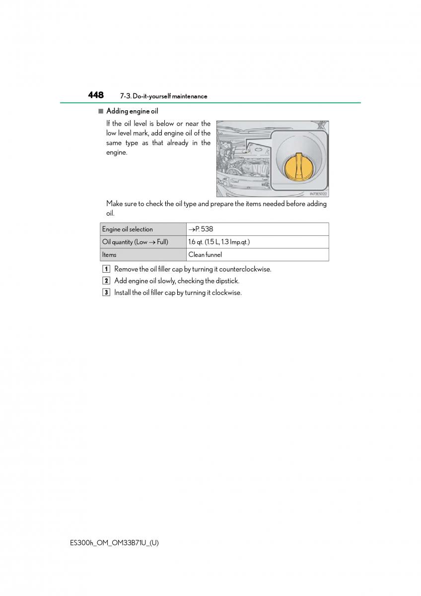 Lexus ES300h VI 6 XV60 owners manual / page 448