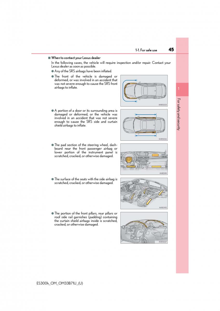 manual  Lexus ES300h VI 6 XV60 owners manual / page 45