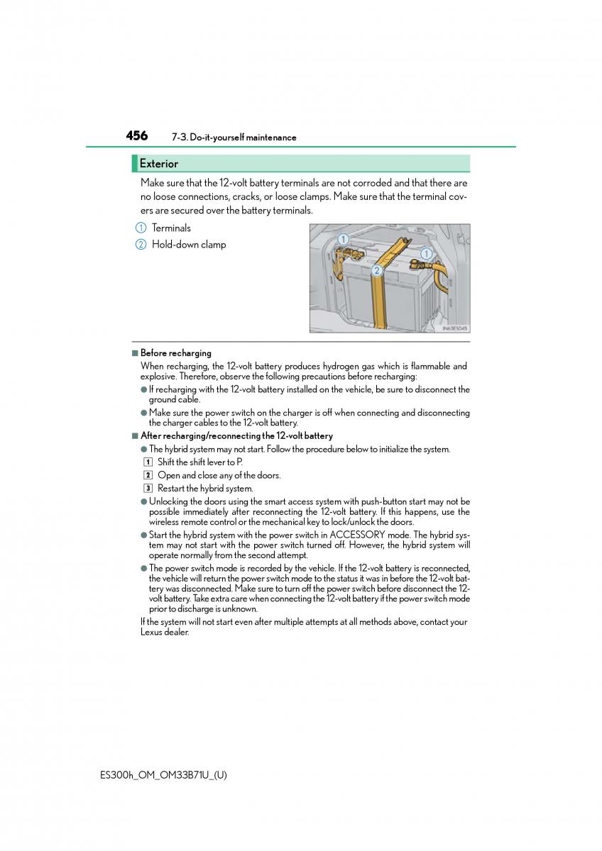 manual  Lexus ES300h VI 6 XV60 owners manual / page 456