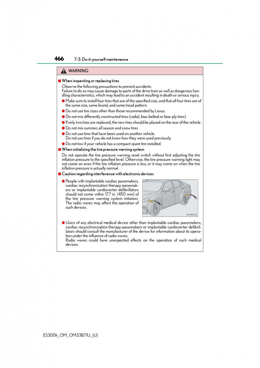 manual  Lexus ES300h VI 6 XV60 owners manual / page 466