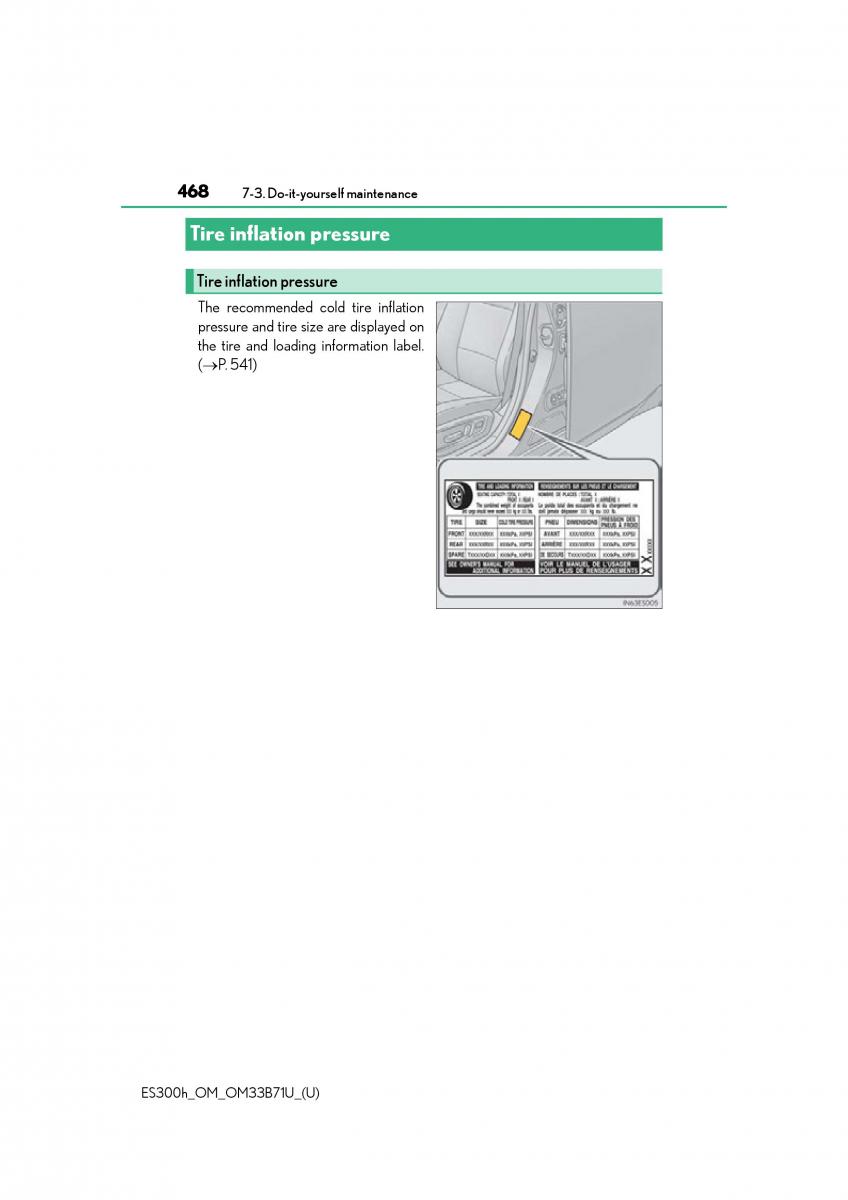 manual  Lexus ES300h VI 6 XV60 owners manual / page 468