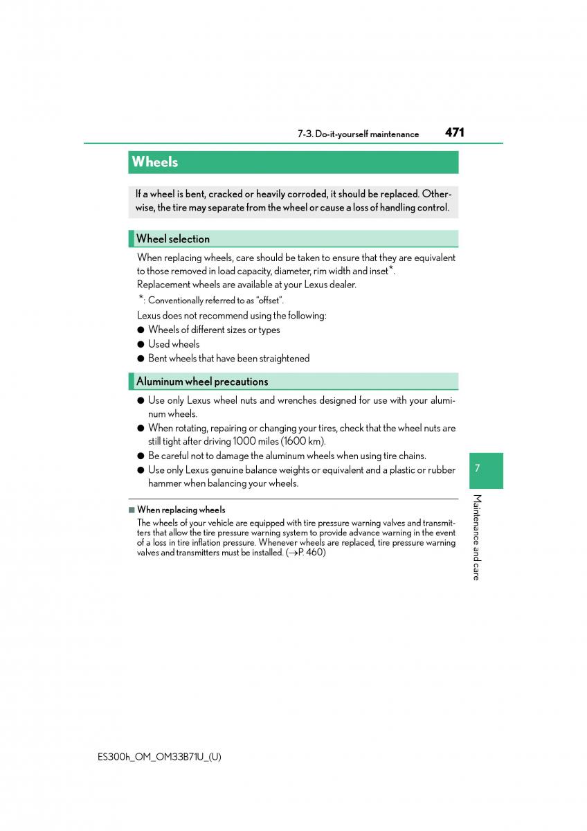 manual  Lexus ES300h VI 6 XV60 owners manual / page 471