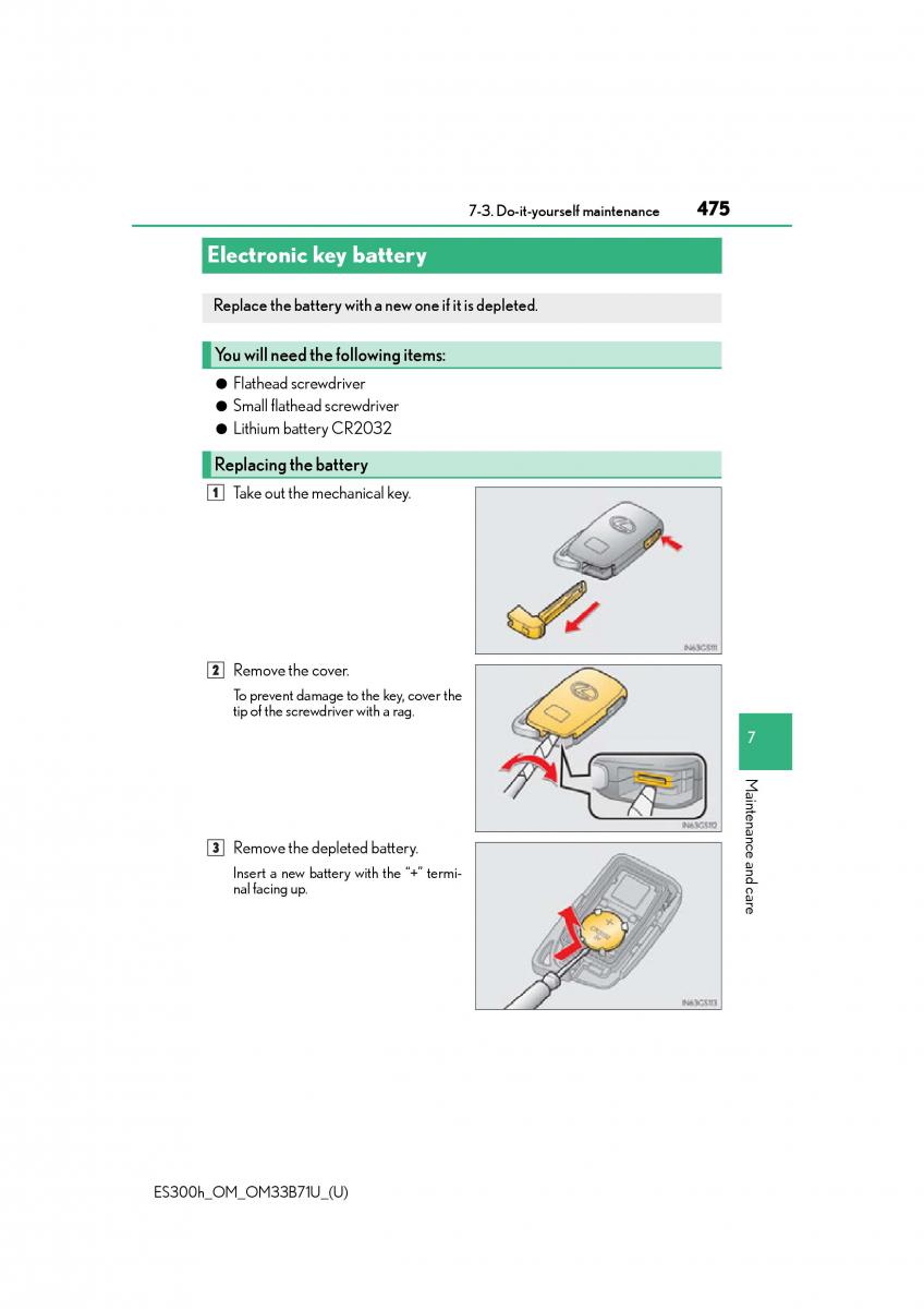 Lexus ES300h VI 6 XV60 owners manual / page 475