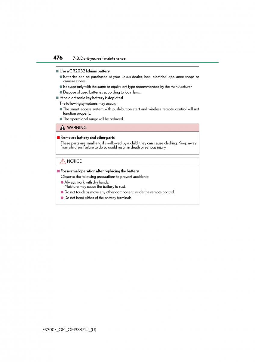 manual  Lexus ES300h VI 6 XV60 owners manual / page 476