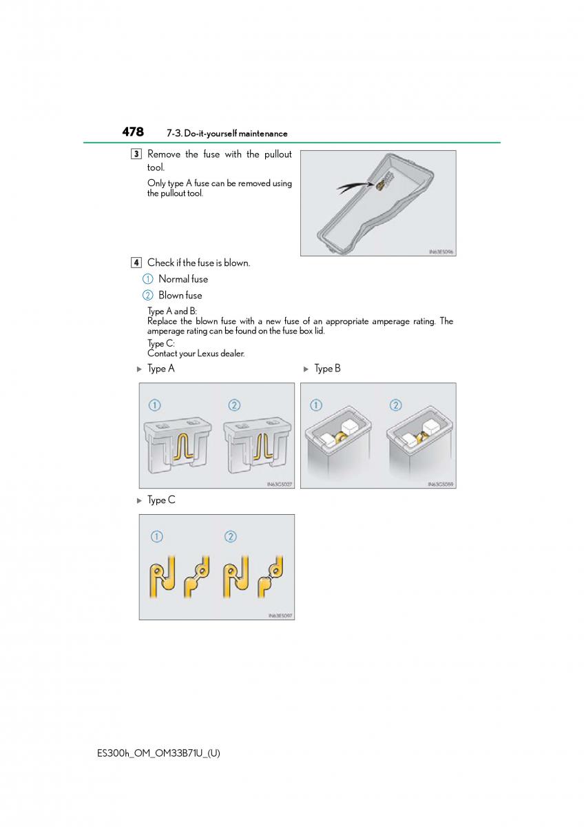 Lexus ES300h VI 6 XV60 owners manual / page 478