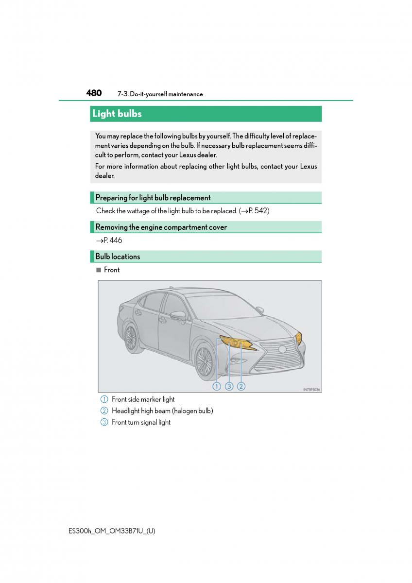 manual  Lexus ES300h VI 6 XV60 owners manual / page 480