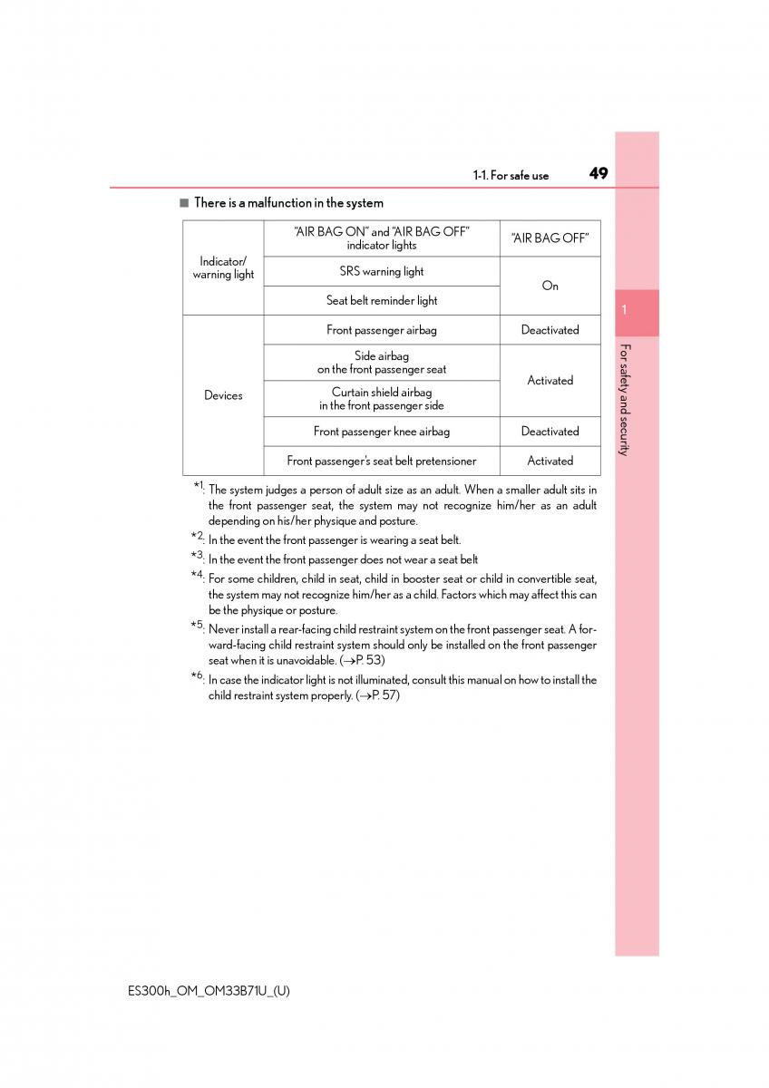 manual  Lexus ES300h VI 6 XV60 owners manual / page 49