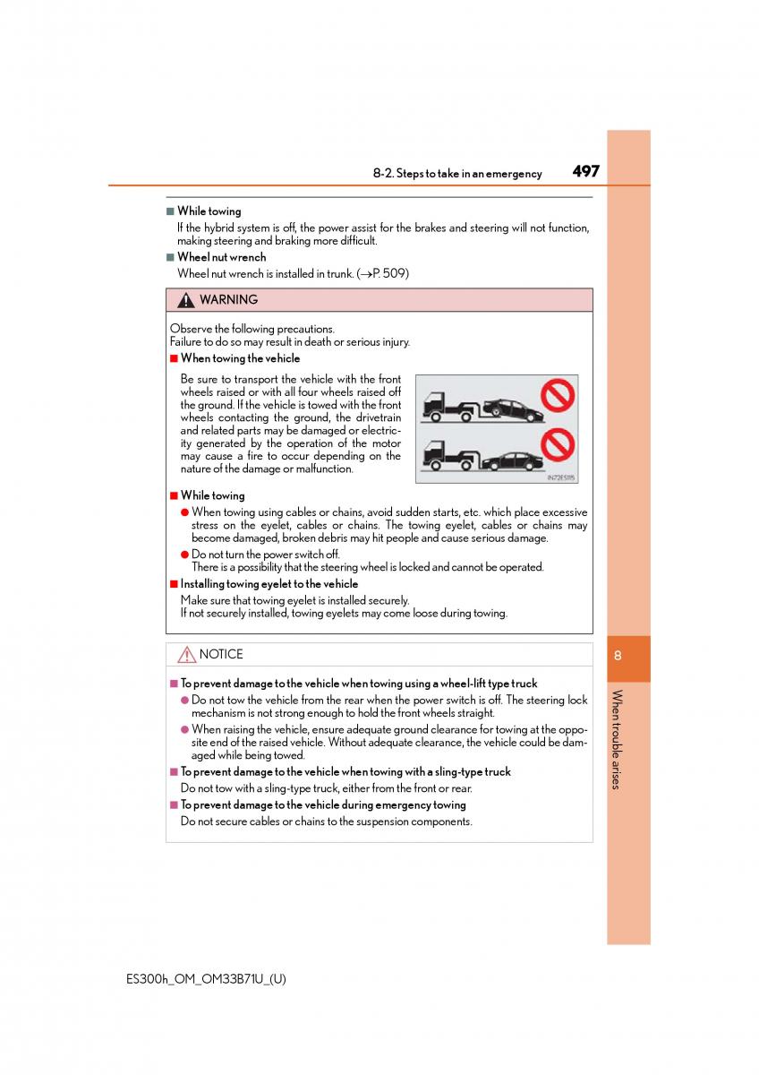 manual  Lexus ES300h VI 6 XV60 owners manual / page 497