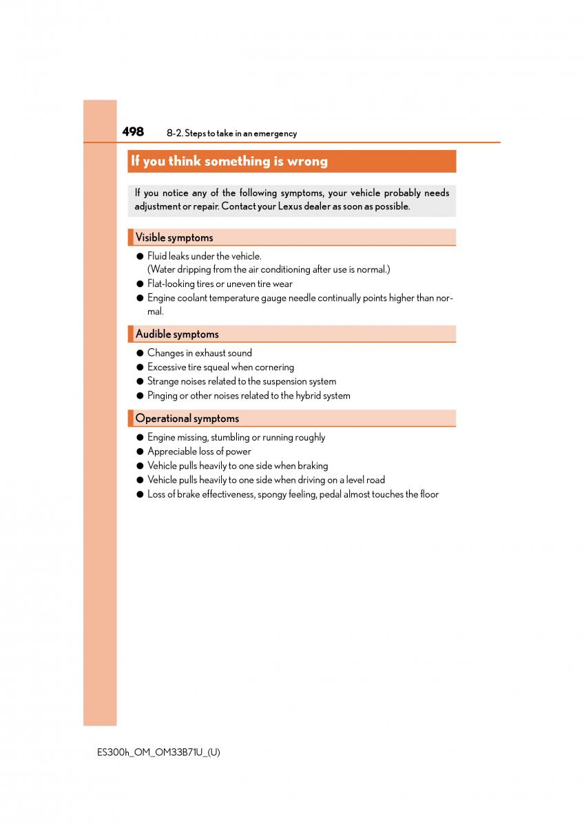 manual  Lexus ES300h VI 6 XV60 owners manual / page 498