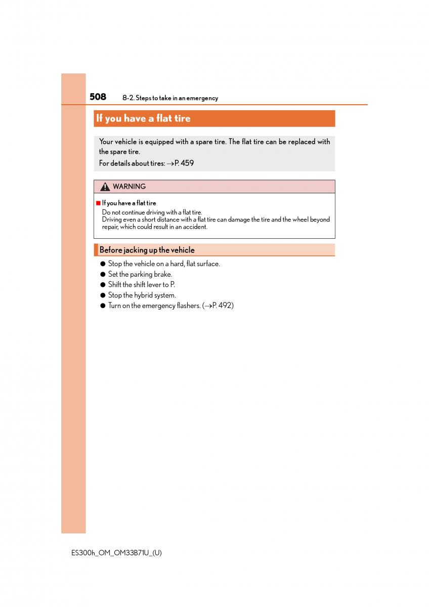 manual  Lexus ES300h VI 6 XV60 owners manual / page 508