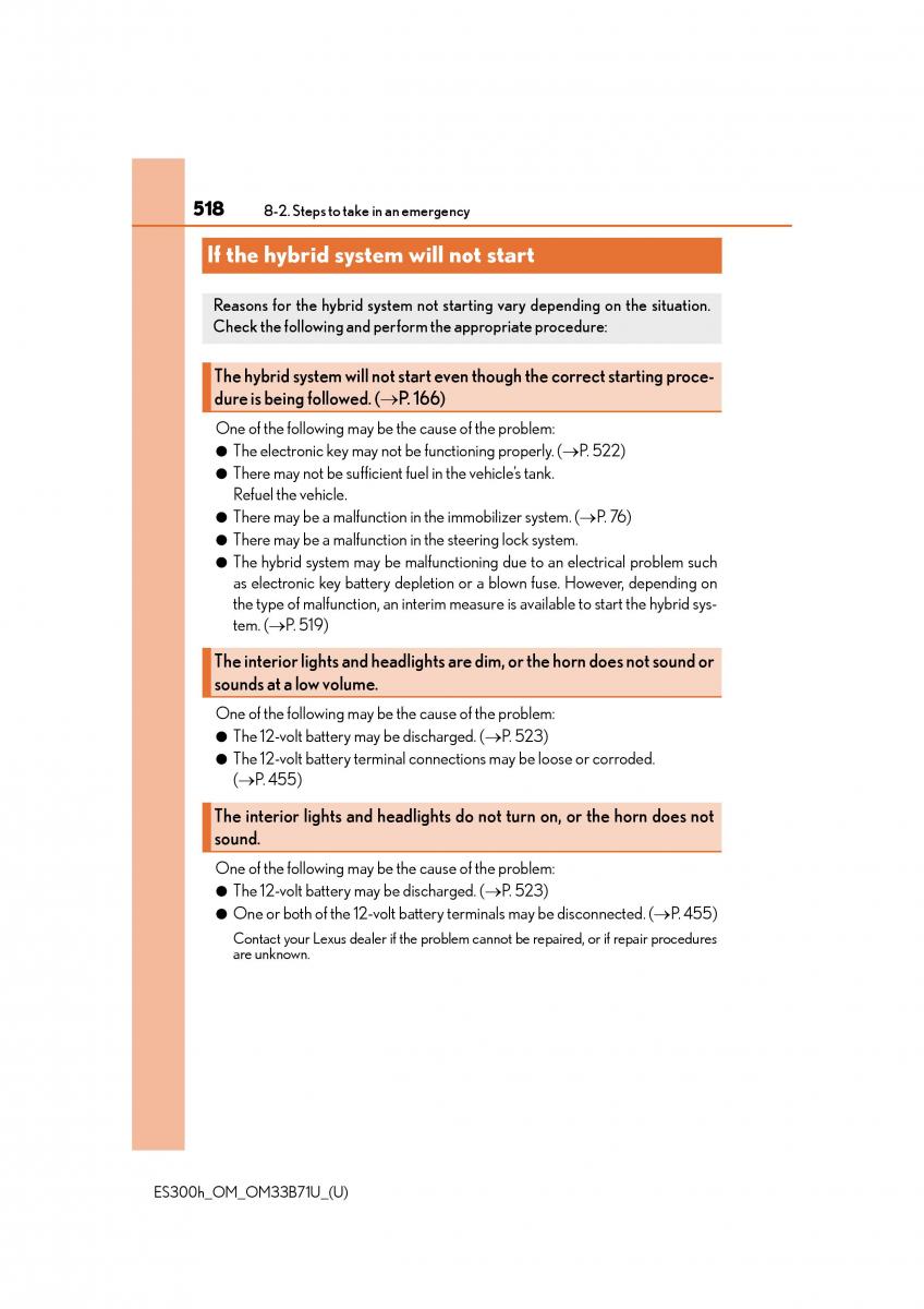 Lexus ES300h VI 6 XV60 owners manual / page 518