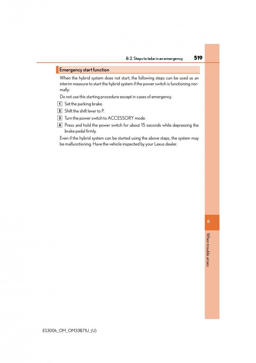 Lexus ES300h VI 6 XV60 owners manual / page 519