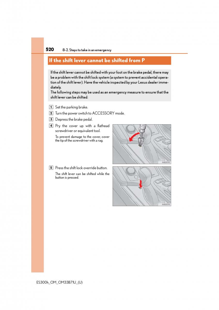 manual  Lexus ES300h VI 6 XV60 owners manual / page 520