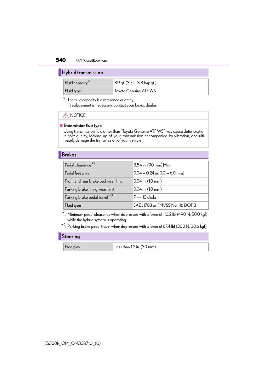 manual  Lexus ES300h VI 6 XV60 owners manual / page 540